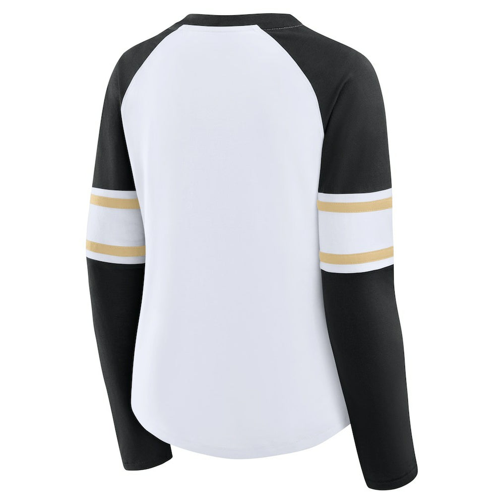 Women's Redzone Blitz Package Raglan Lace-Up V-Neck Long Sleeve T-Shirt - New Orleans Saints