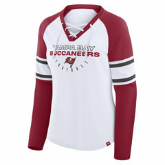 Women's Redzone Blitz Package Raglan Lace-Up V-Neck Long Sleeve T-Shirt - Tampa Bay Buccaneers