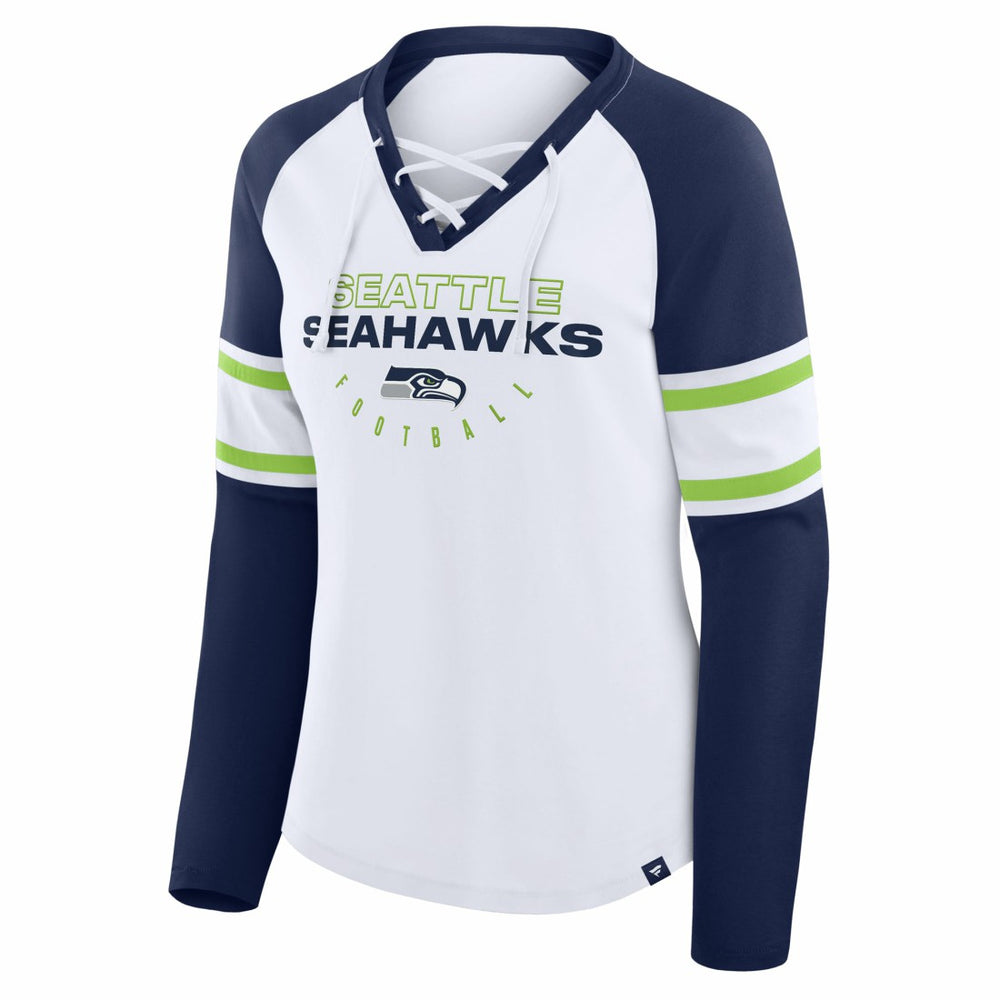 Women's Redzone Blitz Package Raglan Lace-Up V-Neck Long Sleeve T-Shirt - Seattle Seahawks