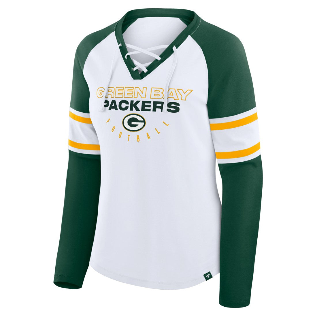 Women's Redzone Blitz Package Raglan Lace-Up V-Neck Long Sleeve T-Shirt - Green Bay Packers