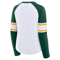 Women's Redzone Blitz Package Raglan Lace-Up V-Neck Long Sleeve T-Shirt - Green Bay Packers