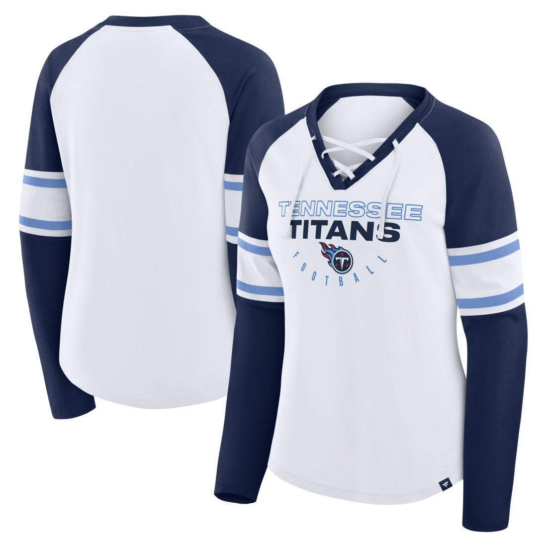 Women's Redzone Blitz Package Raglan Lace-Up V-Neck Long Sleeve T-Shirt - Tennessee Titans