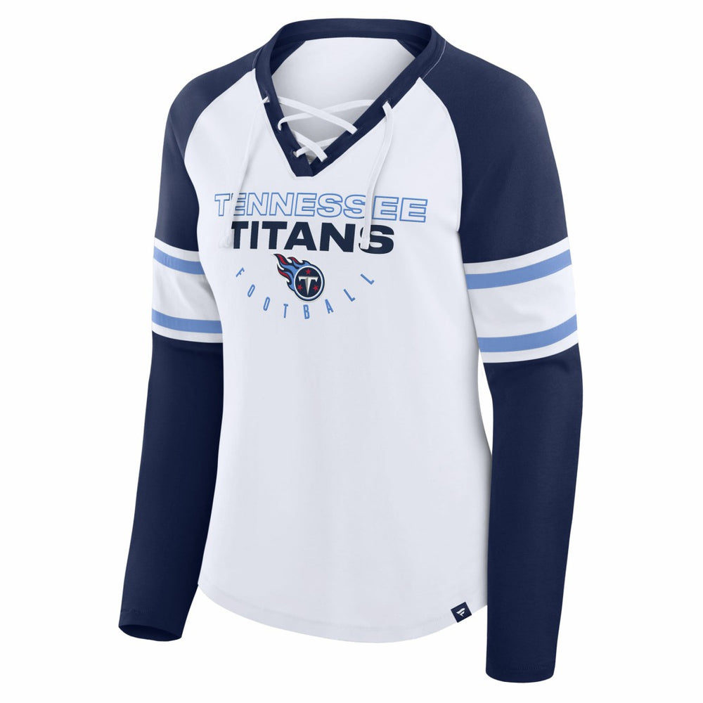 Women's Redzone Blitz Package Raglan Lace-Up V-Neck Long Sleeve T-Shirt - Tennessee Titans