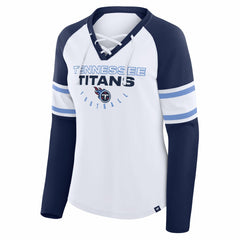 Women's Redzone Blitz Package Raglan Lace-Up V-Neck Long Sleeve T-Shirt - Tennessee Titans