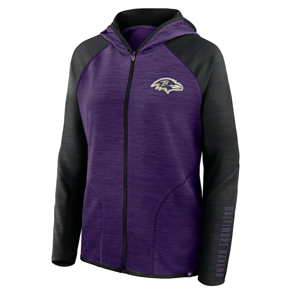 Women's Redzone End Around Pass Raglan Full-Zip Hoodie - Baltimore Ravens
