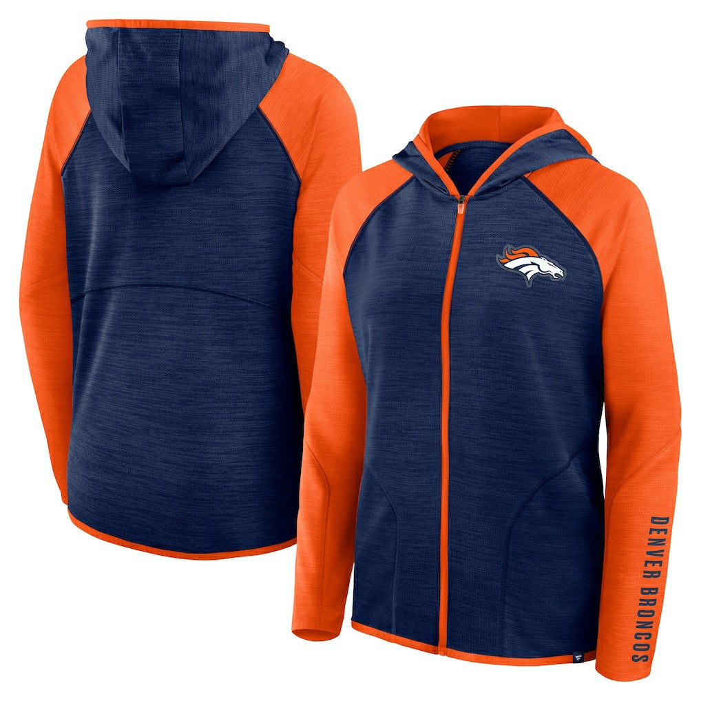 Women's Redzone End Around Pass Raglan Full-Zip Hoodie - Denver Broncos
