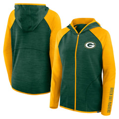 Women's Redzone End Around Pass Raglan Full-Zip Hoodie - Green Bay Packers