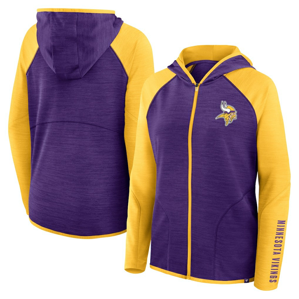 Women's Redzone End Around Pass Raglan Full-Zip Hoodie - Minnesota Vikings