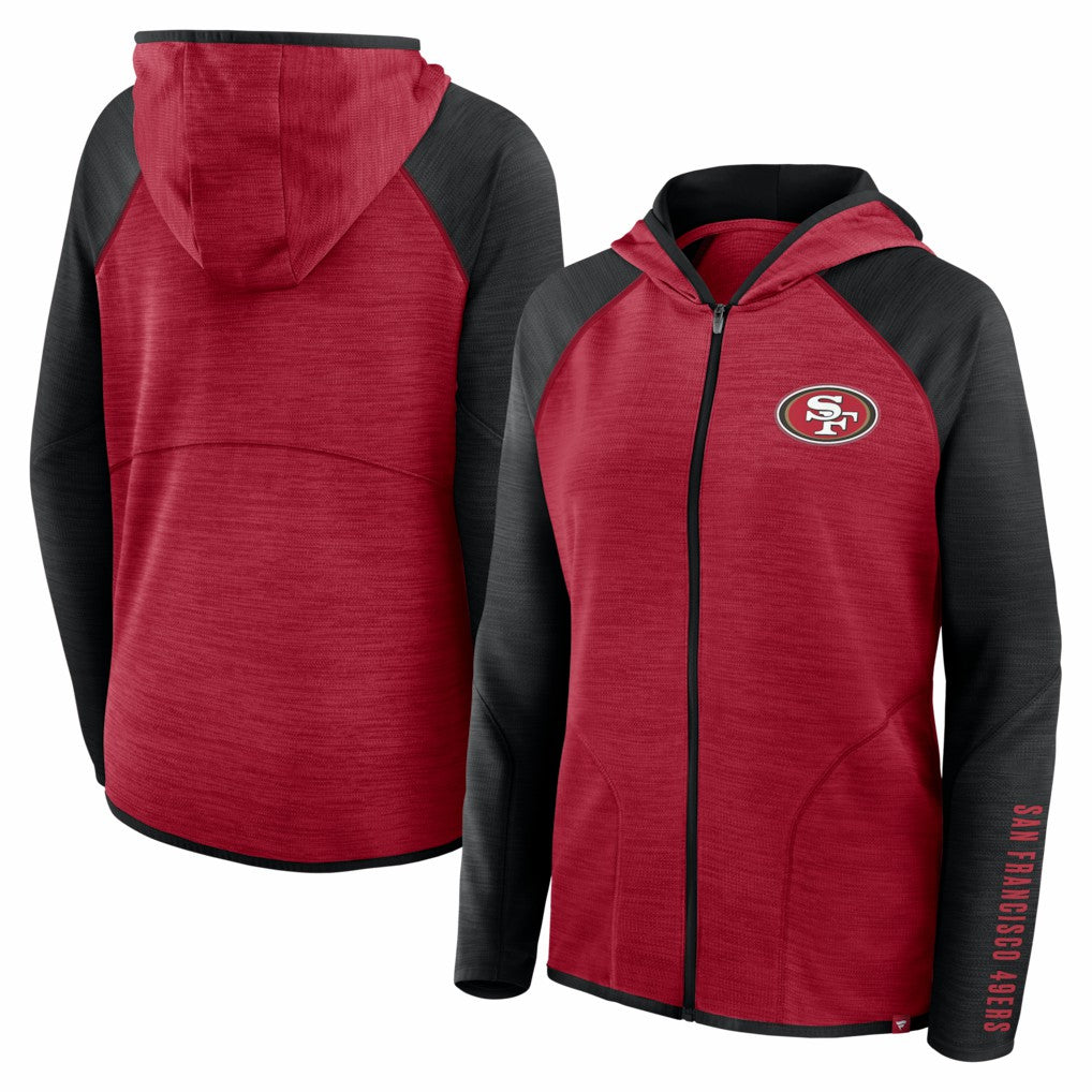 Women's Redzone End Around Pass Raglan Full-Zip Hoodie - San Francisco 49ers