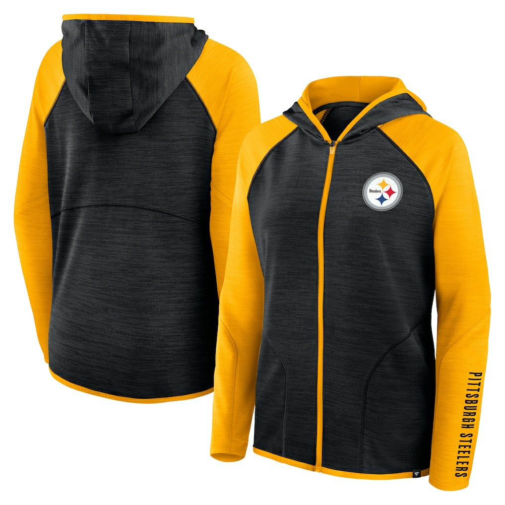 Women's Redzone End Around Pass Raglan Full-Zip Hoodie - Pittsburgh Steelers