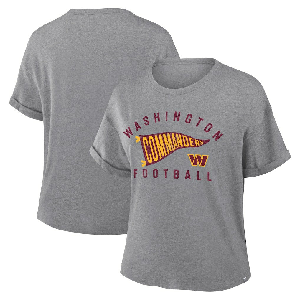 Women's Pennant Wave Tribute Tri-Blend Boxy T-Shirt - Washington Commanders