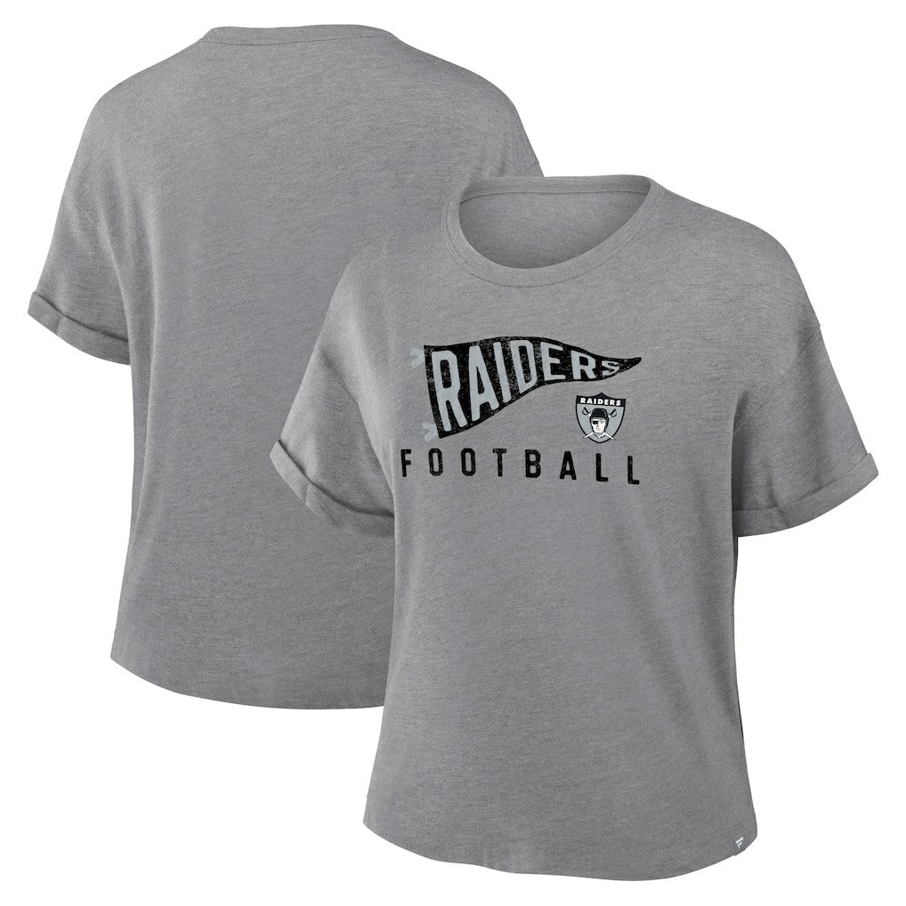 Women's Pennant Wave Tribute Tri-Blend Boxy T-Shirt - Las Vegas Raiders