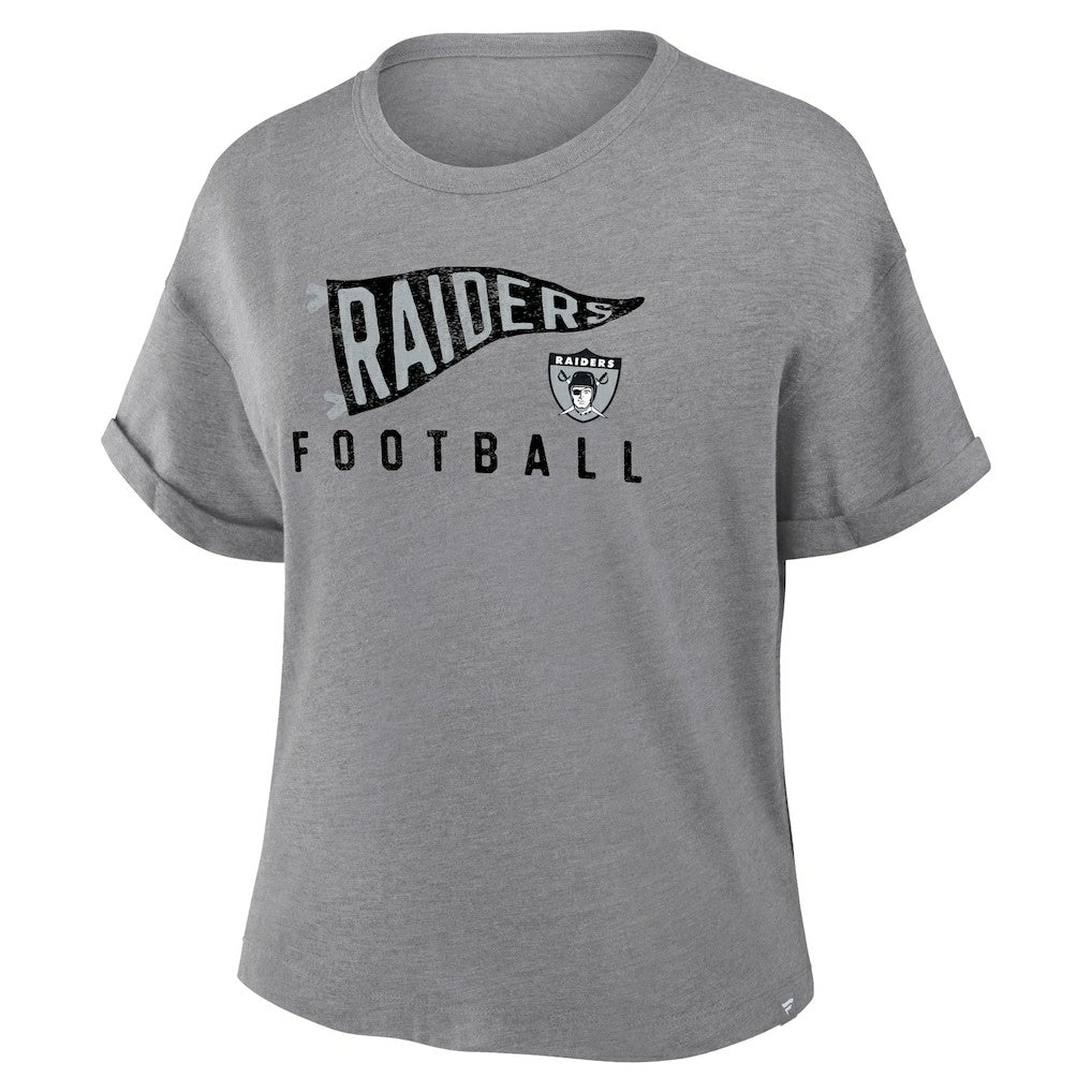 Women's Pennant Wave Tribute Tri-Blend Boxy T-Shirt - Las Vegas Raiders