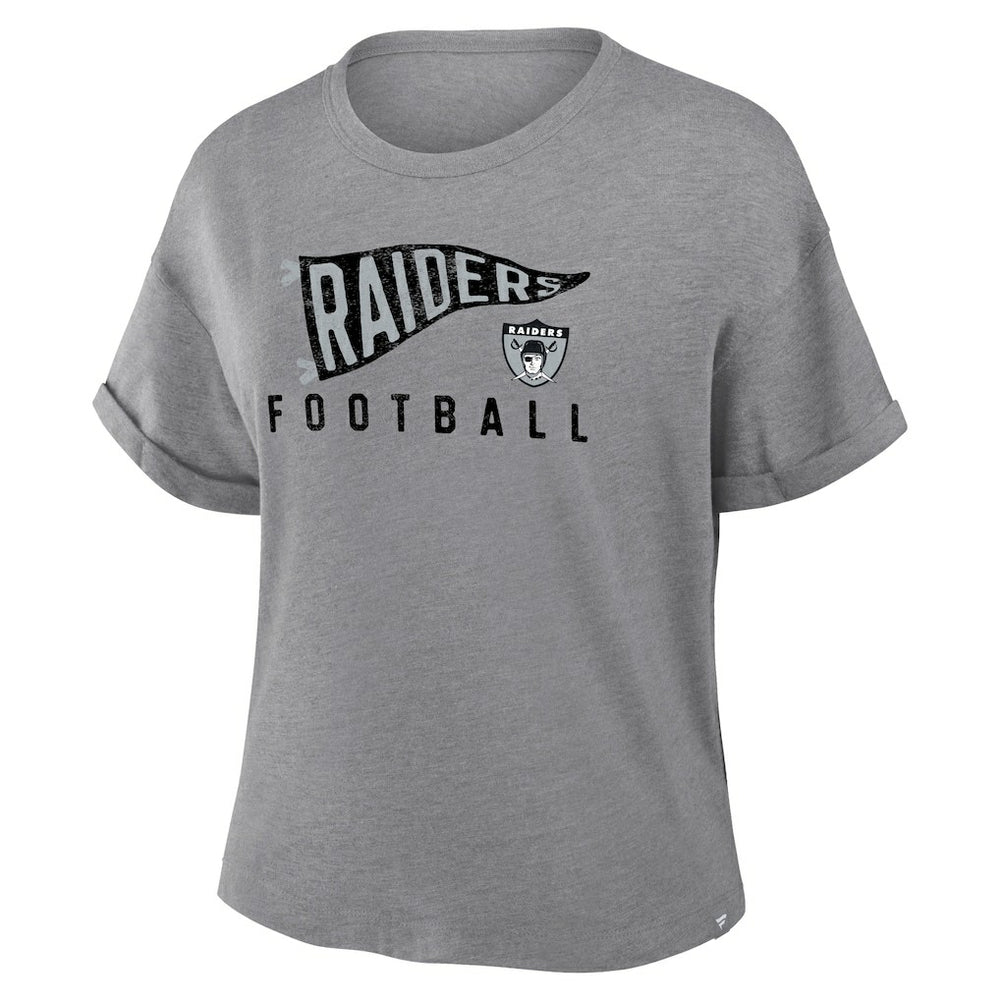 Women's Pennant Wave Tribute Tri-Blend Boxy T-Shirt - Las Vegas Raiders