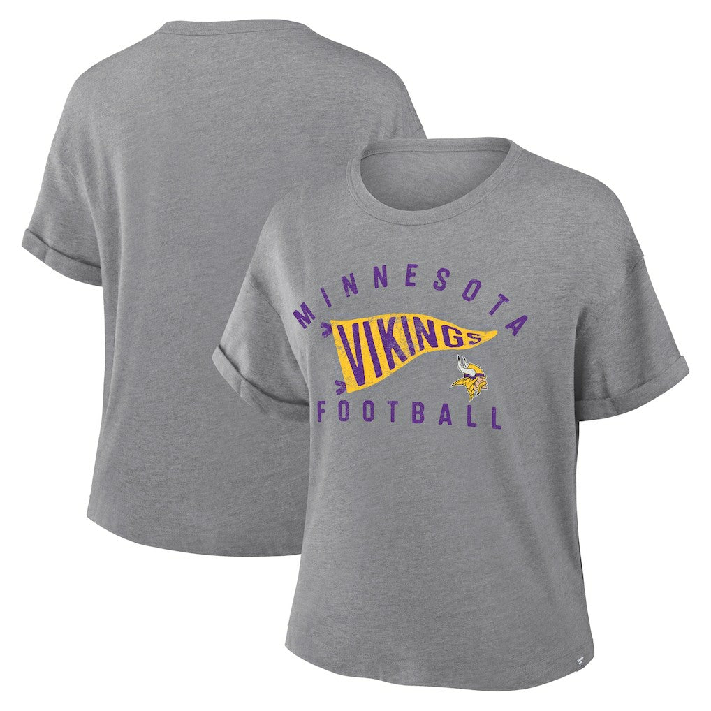 Women's Pennant Wave Tribute Tri-Blend Boxy T-Shirt - Minnesota Vikings