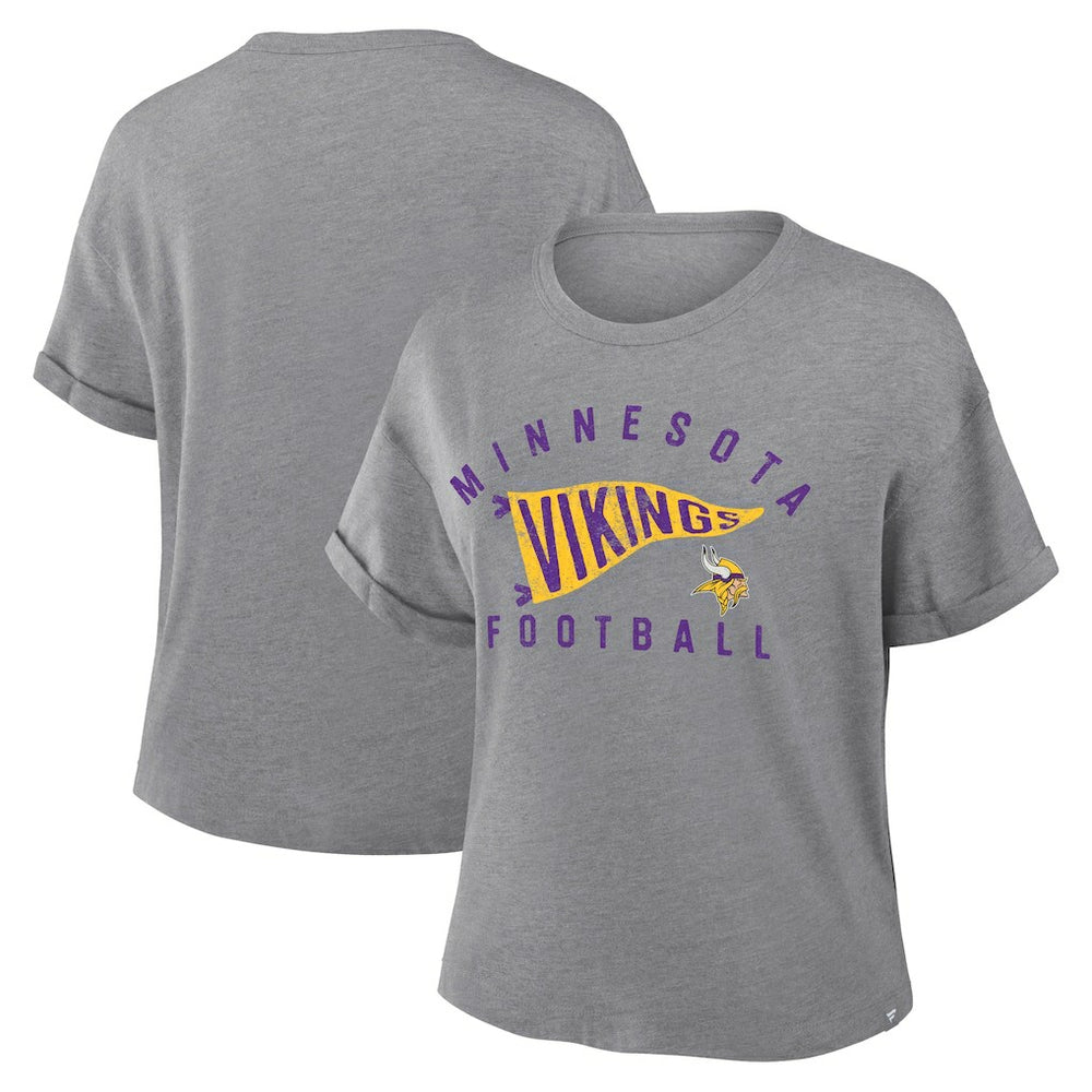 Women's Pennant Wave Tribute Tri-Blend Boxy T-Shirt - Minnesota Vikings