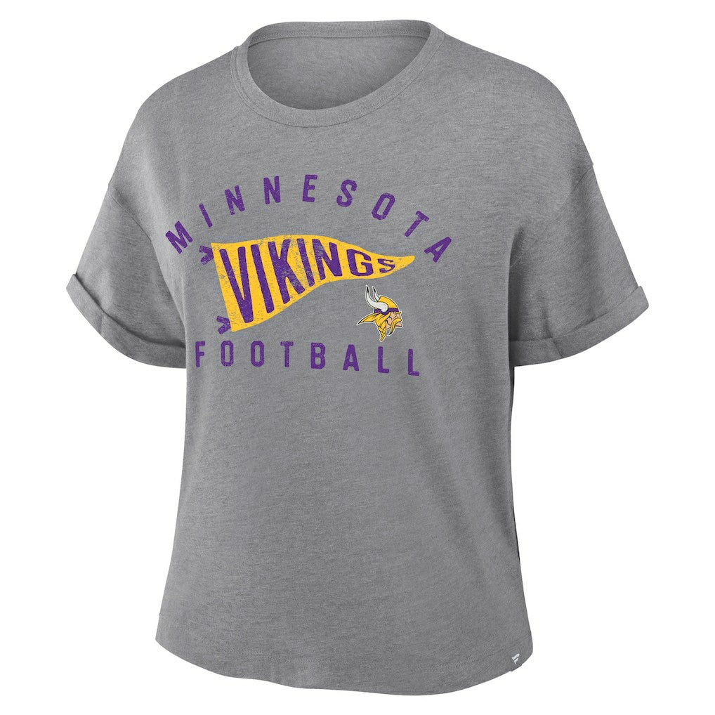 Women's Pennant Wave Tribute Tri-Blend Boxy T-Shirt - Minnesota Vikings