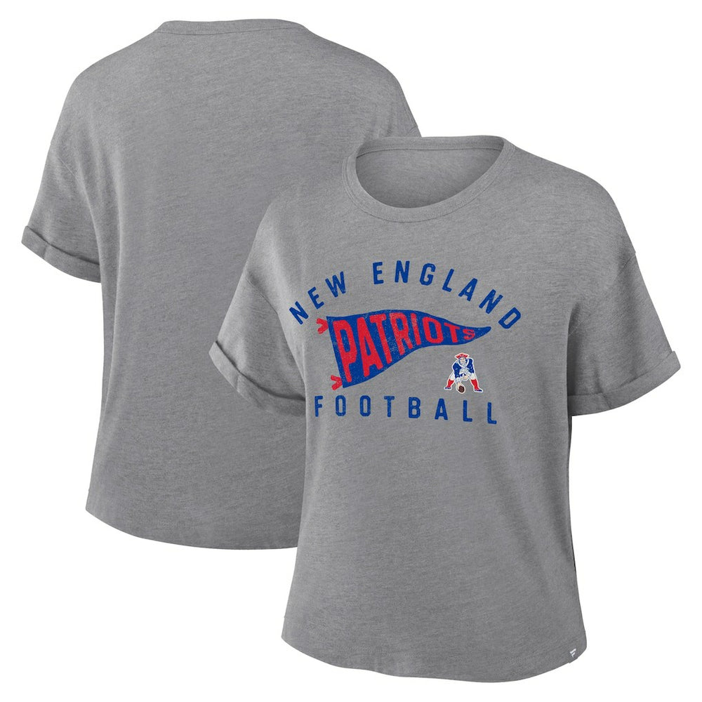Women's Pennant Wave Tribute Tri-Blend Boxy T-Shirt - New England Patriots