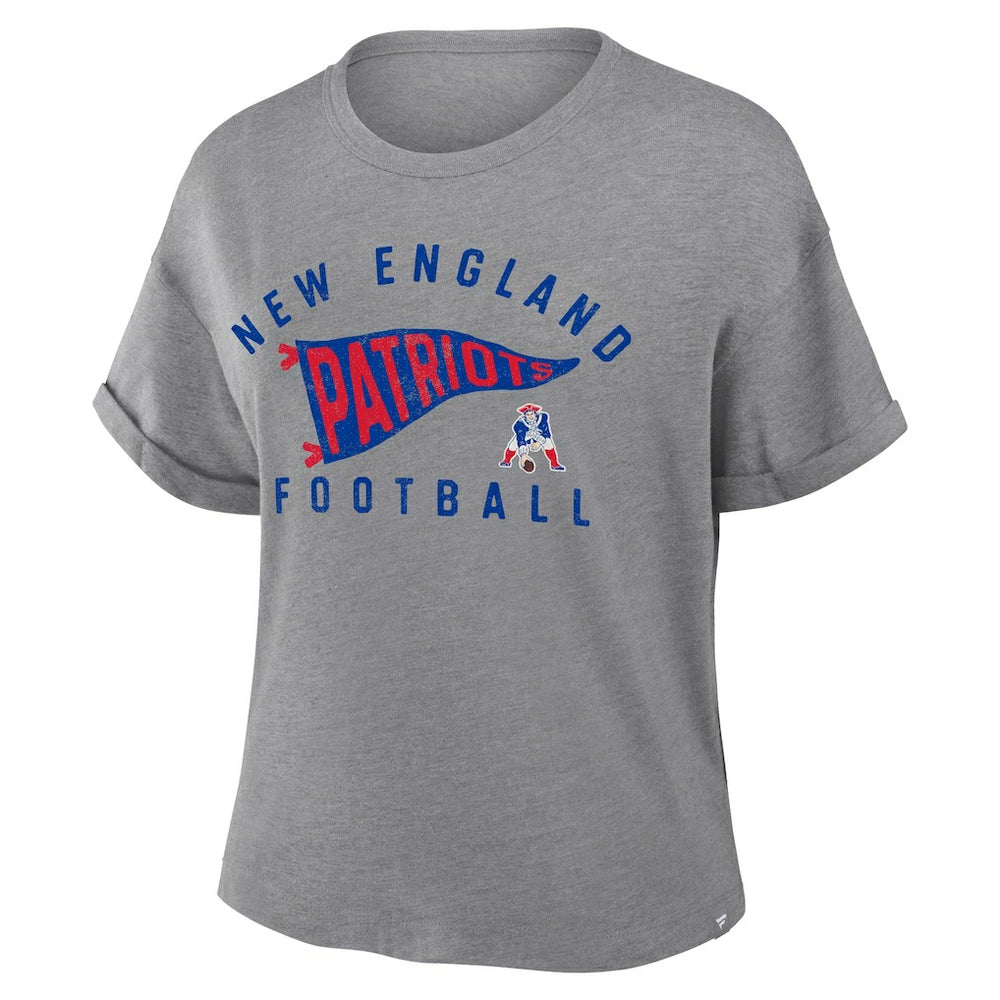 Women's Pennant Wave Tribute Tri-Blend Boxy T-Shirt - New England Patriots