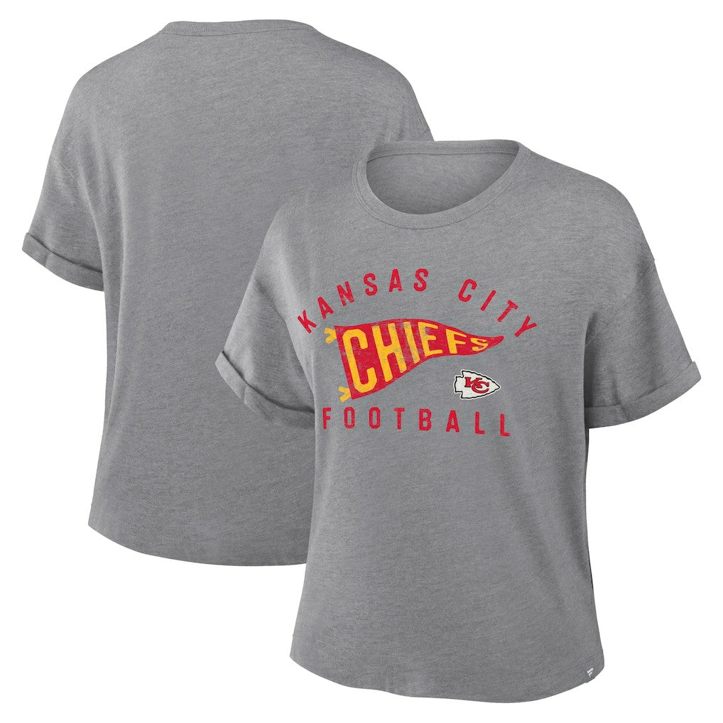 Women's Pennant Wave Tribute Tri-Blend Boxy T-Shirt - Kansas City Chiefs