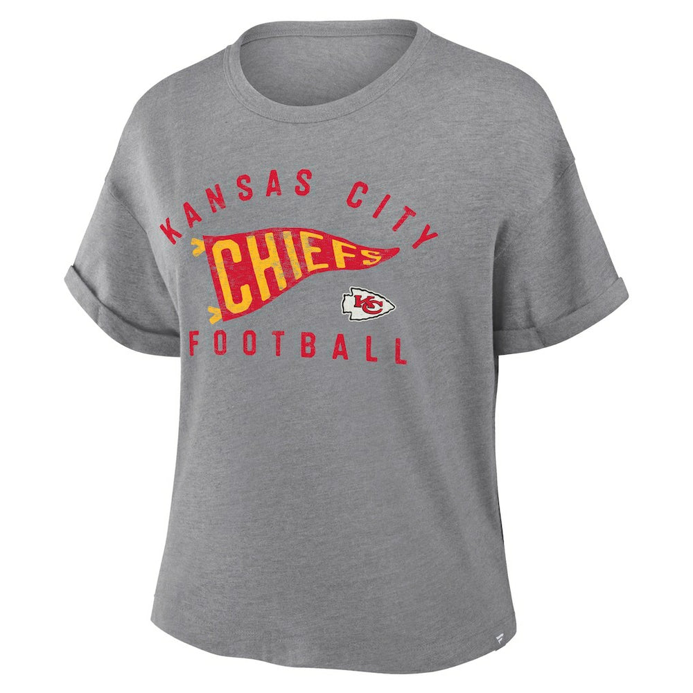 Women's Pennant Wave Tribute Tri-Blend Boxy T-Shirt - Kansas City Chiefs