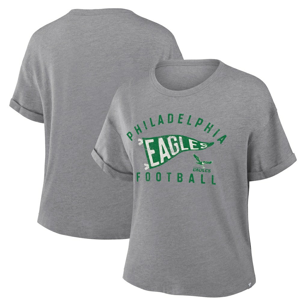 Women's Pennant Wave Tribute Tri-Blend Boxy T-Shirt - Philadelphia Eagles
