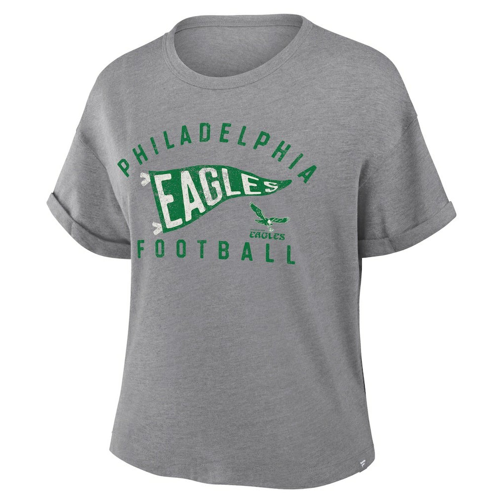 Women's Pennant Wave Tribute Tri-Blend Boxy T-Shirt - Philadelphia Eagles