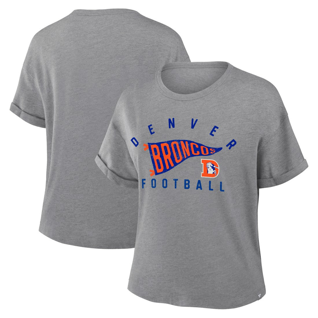 Women's Pennant Wave Tribute Tri-Blend Boxy T-Shirt - Denver Broncos