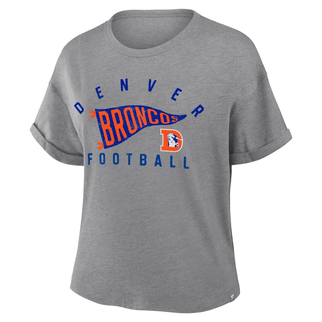 Women's Pennant Wave Tribute Tri-Blend Boxy T-Shirt - Denver Broncos