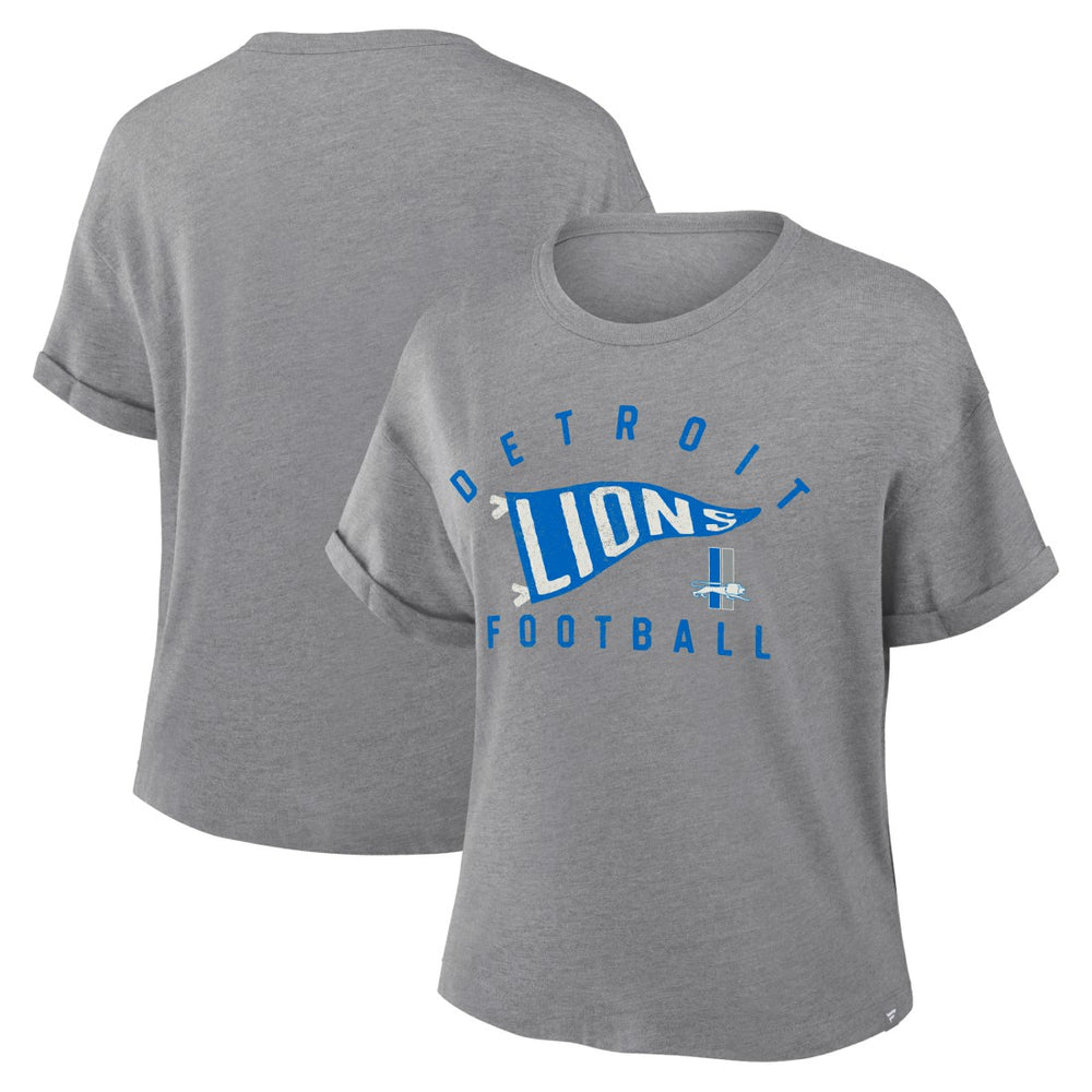 Women's Pennant Wave Tribute Tri-Blend Boxy T-Shirt - Detroit Lions