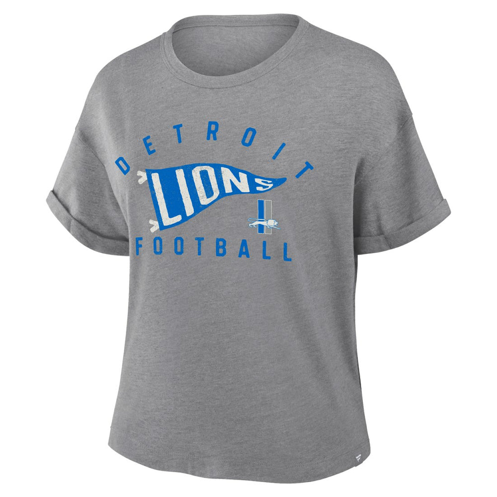 Women's Pennant Wave Tribute Tri-Blend Boxy T-Shirt - Detroit Lions