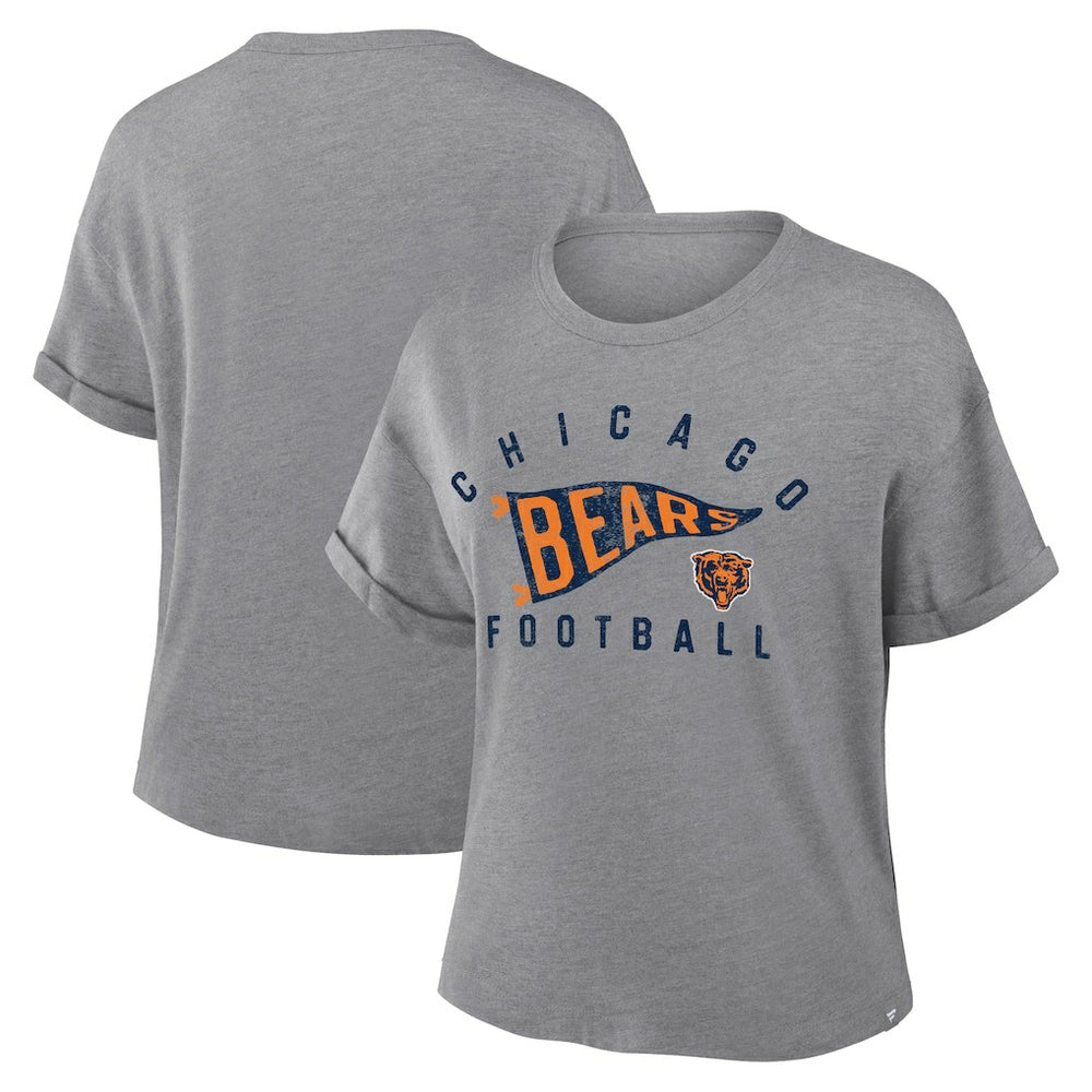 Women's Pennant Wave Tribute Tri-Blend Boxy T-Shirt - Chicago Bears