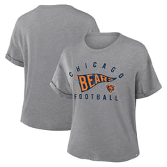 Women's Pennant Wave Tribute Tri-Blend Boxy T-Shirt - Chicago Bears