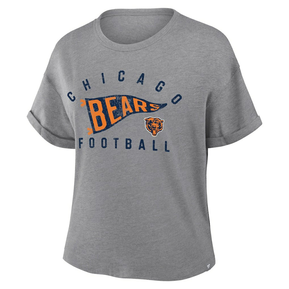 Women's Pennant Wave Tribute Tri-Blend Boxy T-Shirt - Chicago Bears