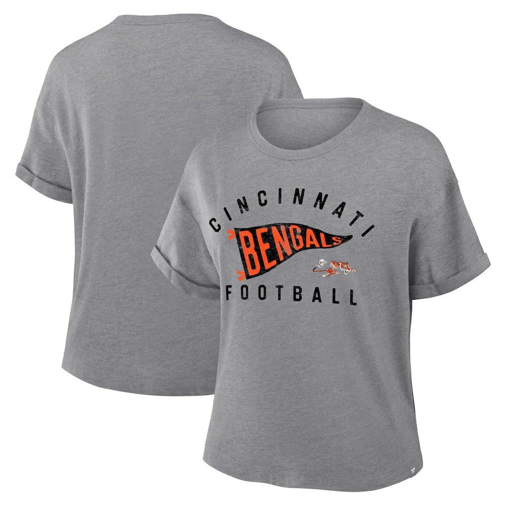 Women's Pennant Wave Tribute Tri-Blend Boxy T-Shirt - Cincinnati Bengals