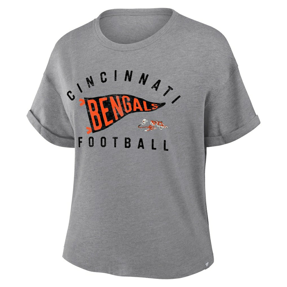 Women's Pennant Wave Tribute Tri-Blend Boxy T-Shirt - Cincinnati Bengals