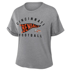 Women's Pennant Wave Tribute Tri-Blend Boxy T-Shirt - Cincinnati Bengals