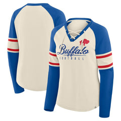 Women's Hometown Gridiron Hero Raglan Lace-Up V-Neck Long Sleeve T-Shirt - Buffalo Bills