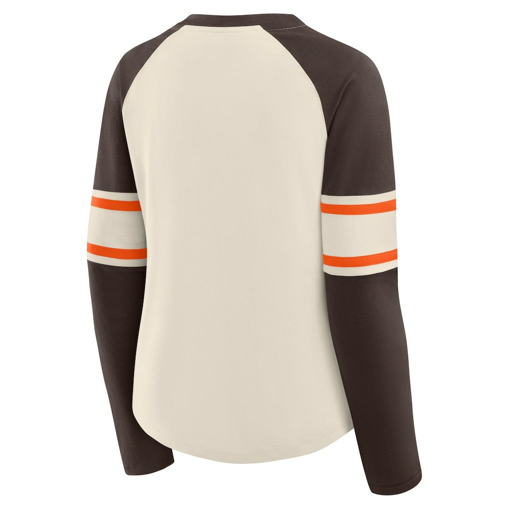 Women's Hometown Gridiron Hero Raglan Lace-Up V-Neck Long Sleeve T-Shirt - Cleveland Browns