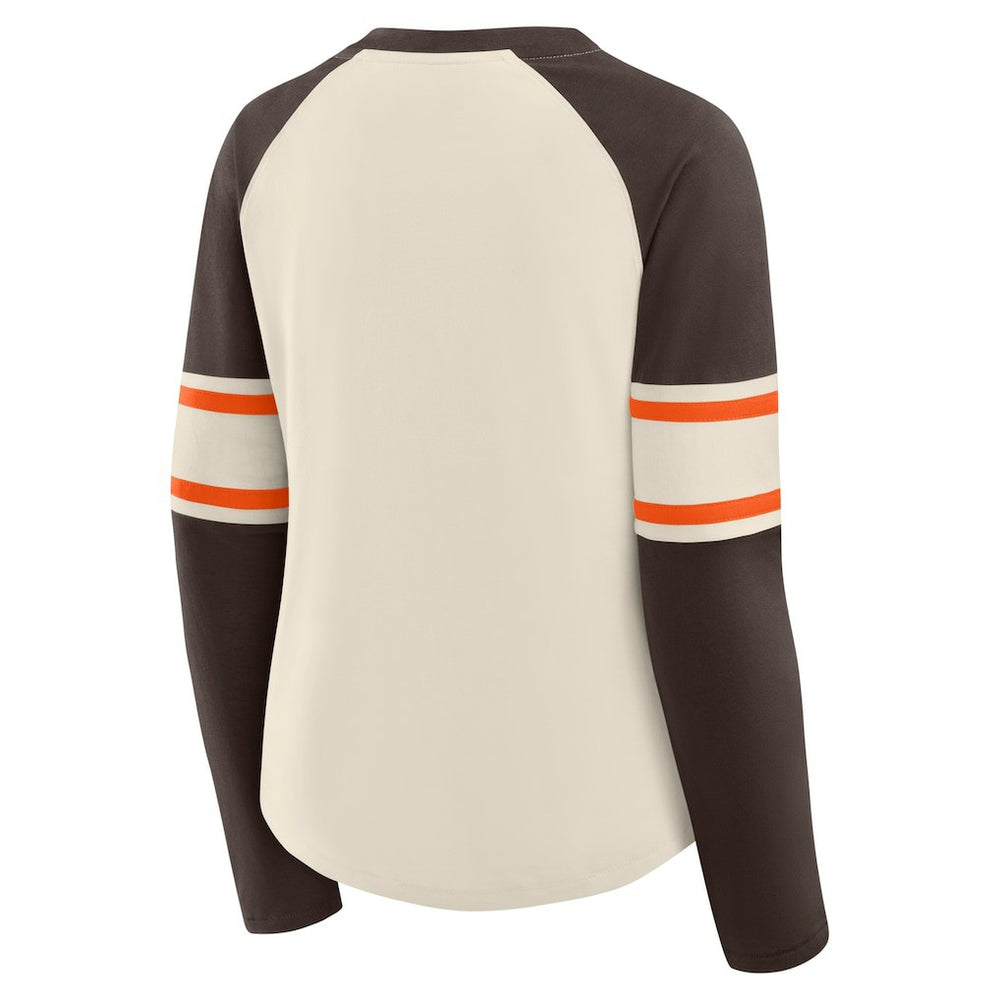 Women's Hometown Gridiron Hero Raglan Lace-Up V-Neck Long Sleeve T-Shirt - Cleveland Browns