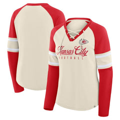 Women's Hometown Gridiron Hero Raglan Lace-Up V-Neck Long Sleeve T-Shirt - Kansas City Chiefs