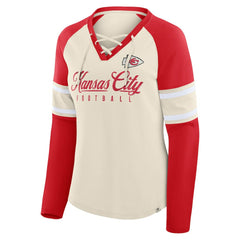 Women's Hometown Gridiron Hero Raglan Lace-Up V-Neck Long Sleeve T-Shirt - Kansas City Chiefs