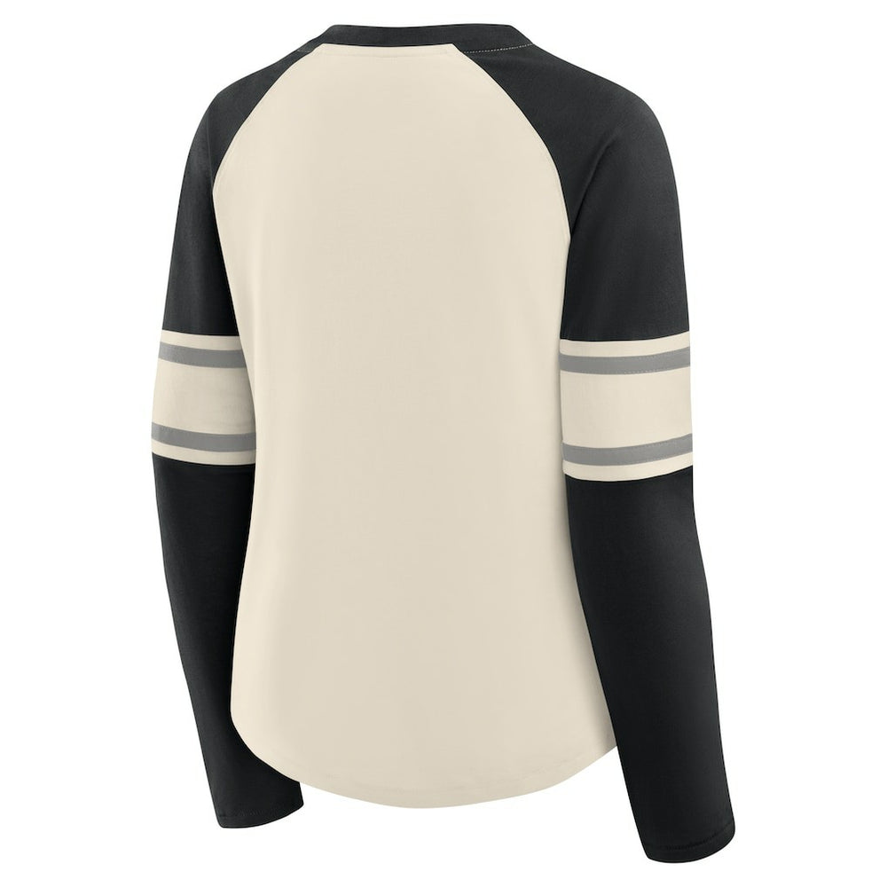 Women's Hometown Gridiron Hero Raglan Lace-Up V-Neck Long Sleeve T-Shirt - Las Vegas Raiders