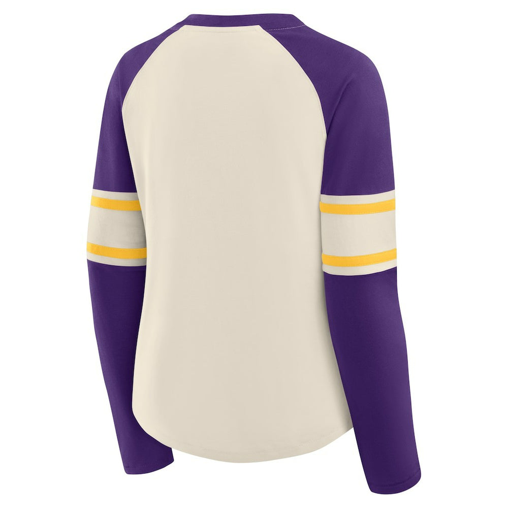 Women's Hometown Gridiron Hero Raglan Lace-Up V-Neck Long Sleeve T-Shirt - Minnesota Vikings