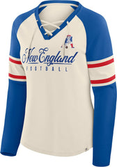 Women's Hometown Gridiron Hero Raglan Lace-Up V-Neck Long Sleeve T-Shirt - New England Patriots