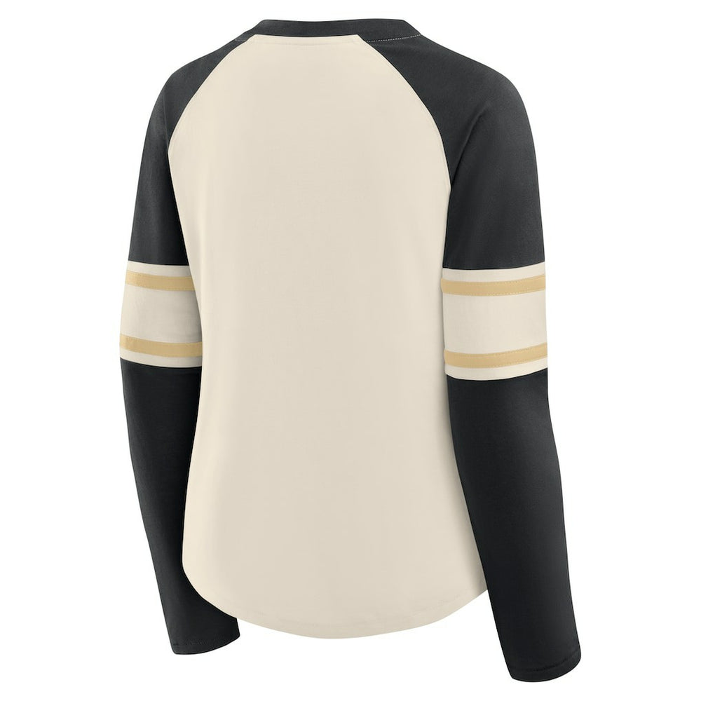 Women's Hometown Gridiron Hero Raglan Lace-Up V-Neck Long Sleeve T-Shirt - New Orleans Saints