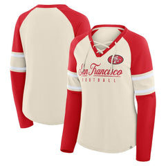 Women's Hometown Gridiron Hero Raglan Lace-Up V-Neck Long Sleeve T-Shirt - San Francisco 49ers