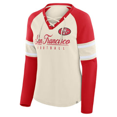 Women's Hometown Gridiron Hero Raglan Lace-Up V-Neck Long Sleeve T-Shirt - San Francisco 49ers