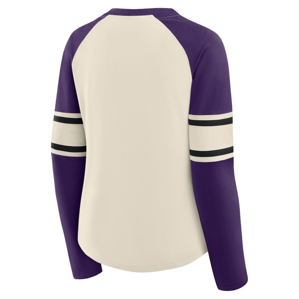 Women's Hometown Gridiron Hero Raglan Lace-Up V-Neck Long Sleeve T-Shirt - Baltimore Ravens