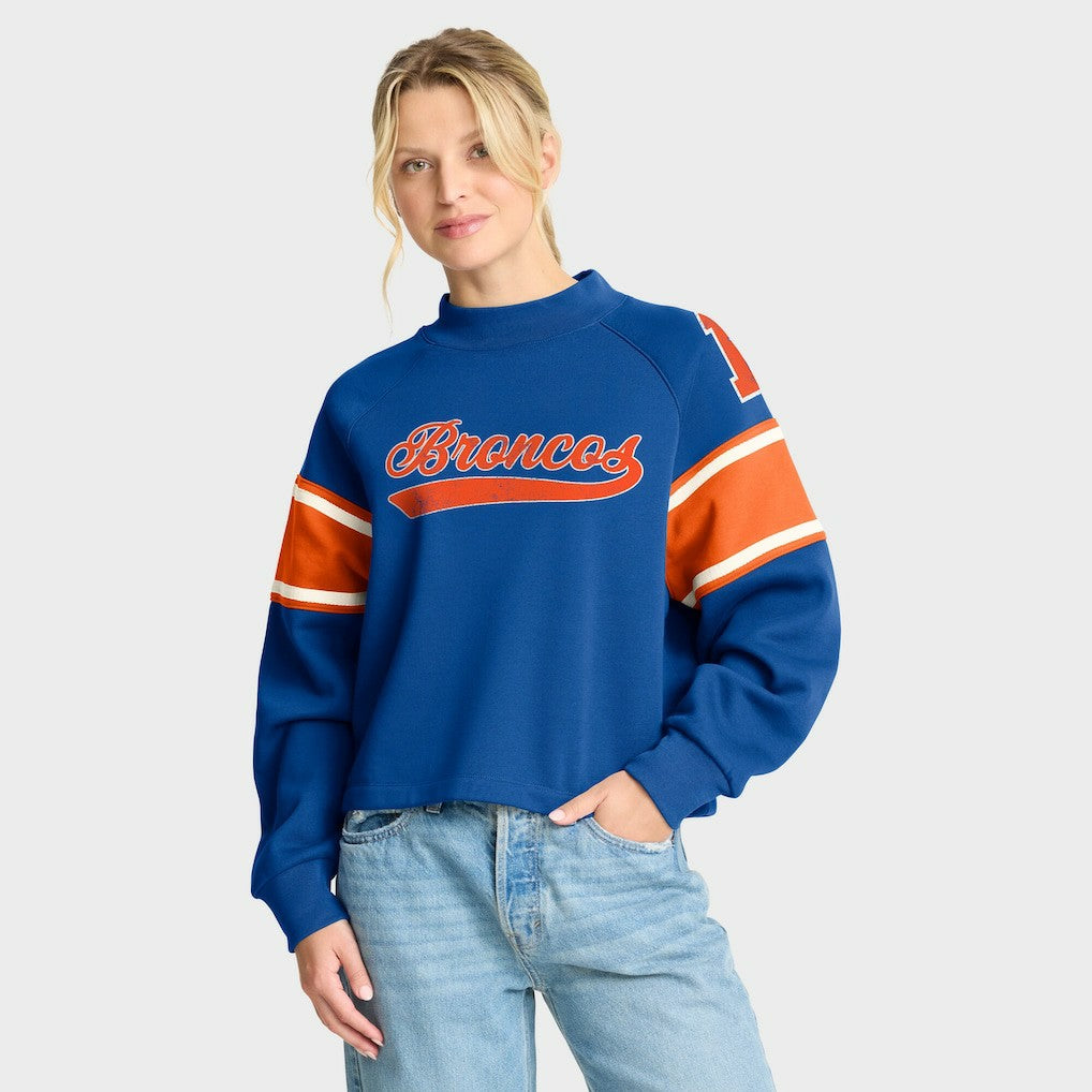 Oversized Hometown Toss Sweep Mock Neck Pullover - Denver Broncos